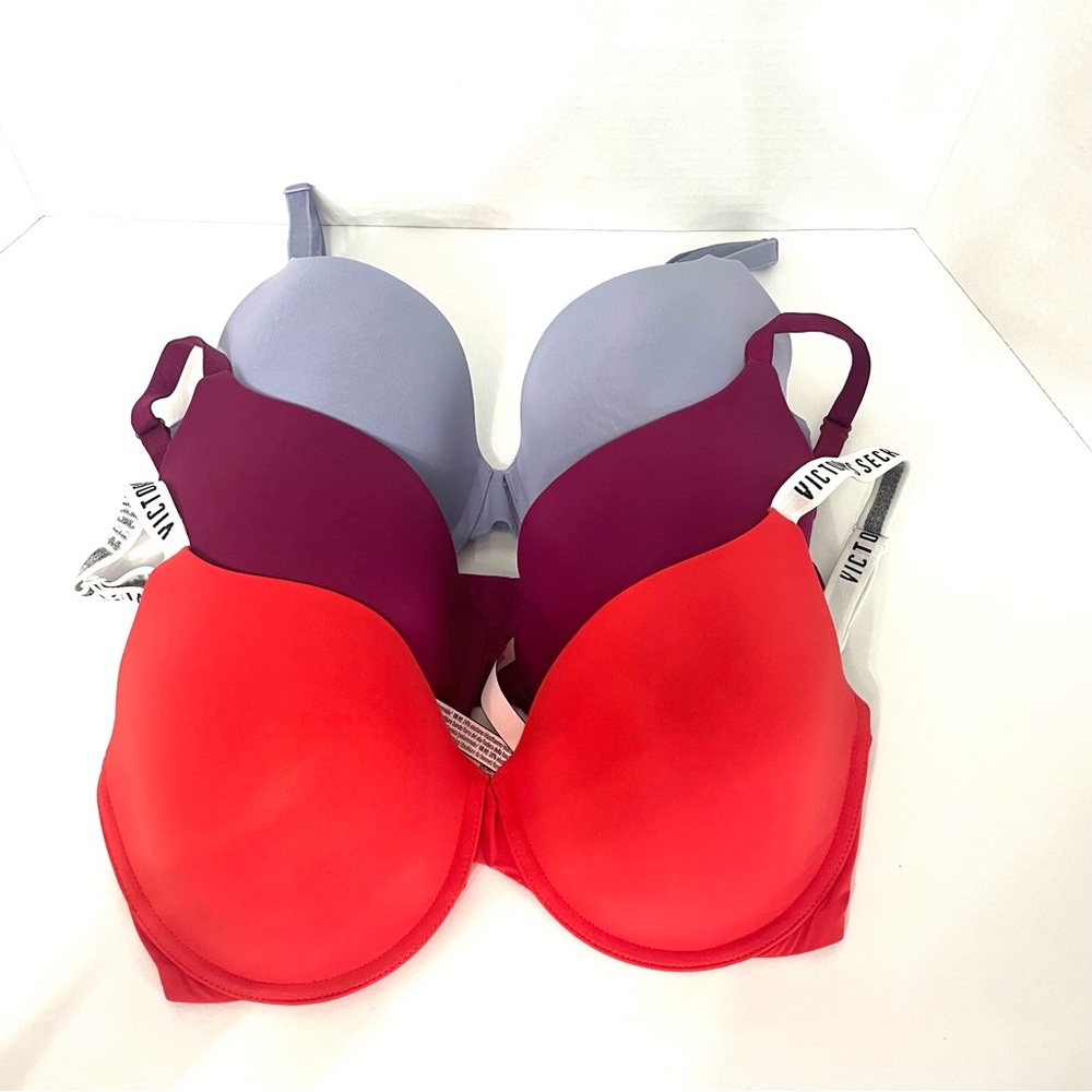 Lot Of 3 Victoria's Secret T-Shirt Lightly Lined Demi Underwired Bra Sz 34 DD